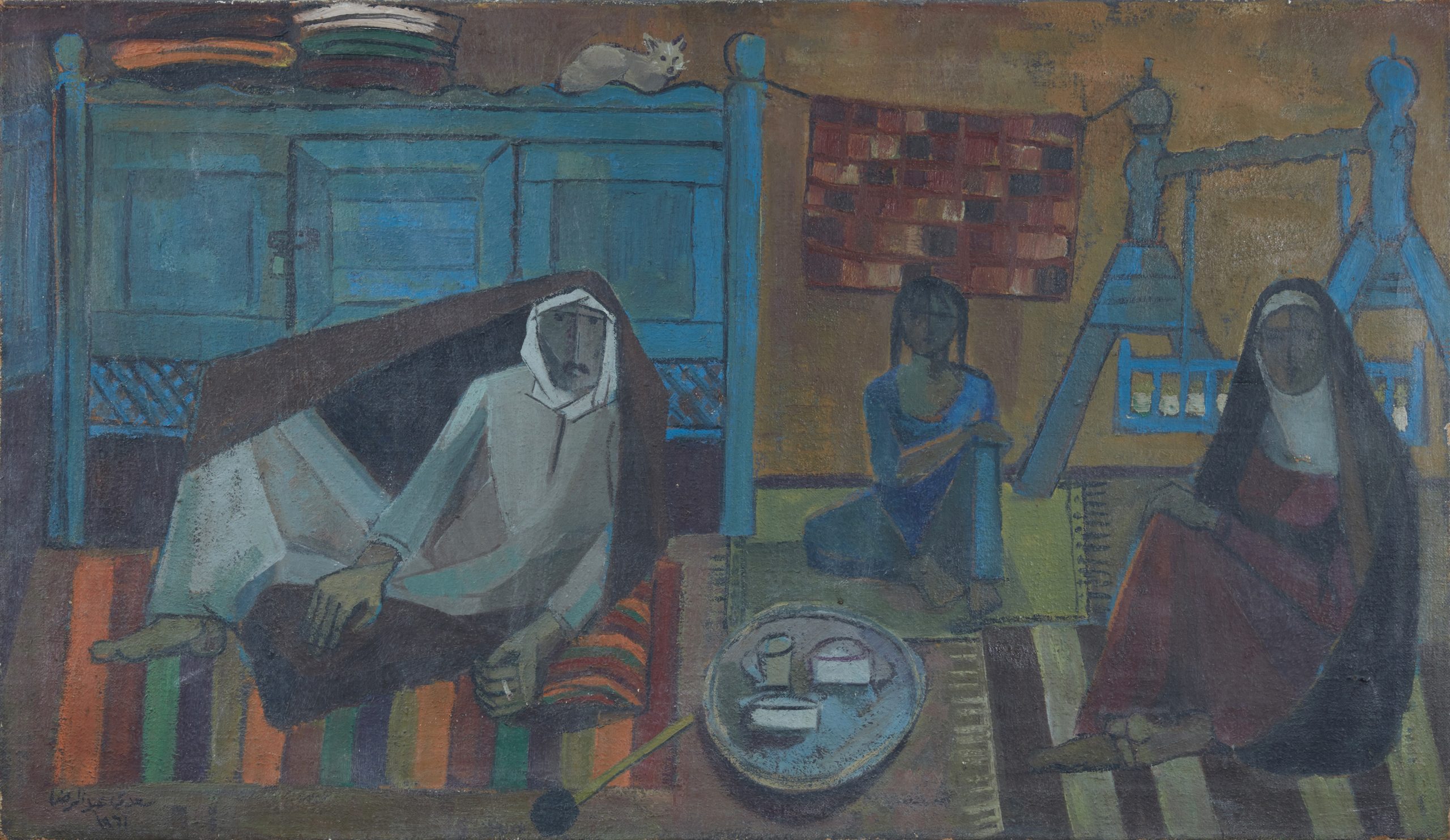 Saadi Al Kaabi, Family from the Village, 1961. Oil on canvas, 85 x 145 cm. Courtesy ofBarjeel Art Foundation, Sharjah.